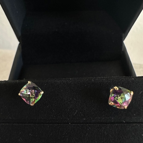 Mystic Topaz 14k Gold Pierced Earrings - Picture 4 of 10